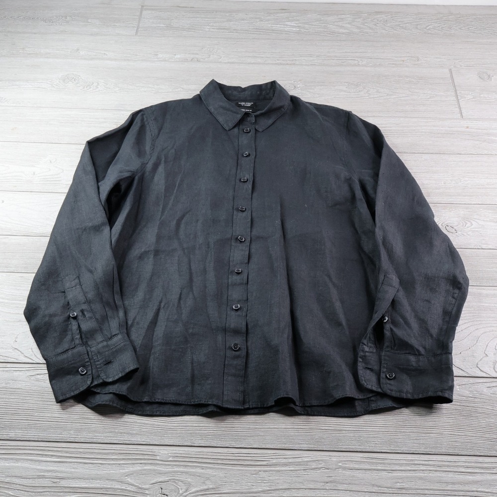 J.Crew Baird McNutt Irish Linen Wren Slim Fit Shirt Women's Large Black
